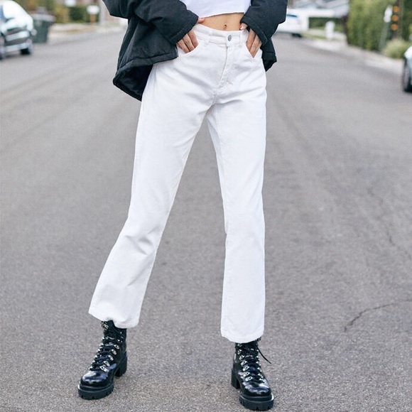 brandy melville white carpenter pants